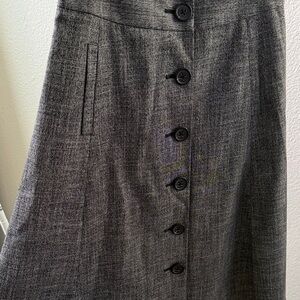Gray Button-Front A-Line Skirt